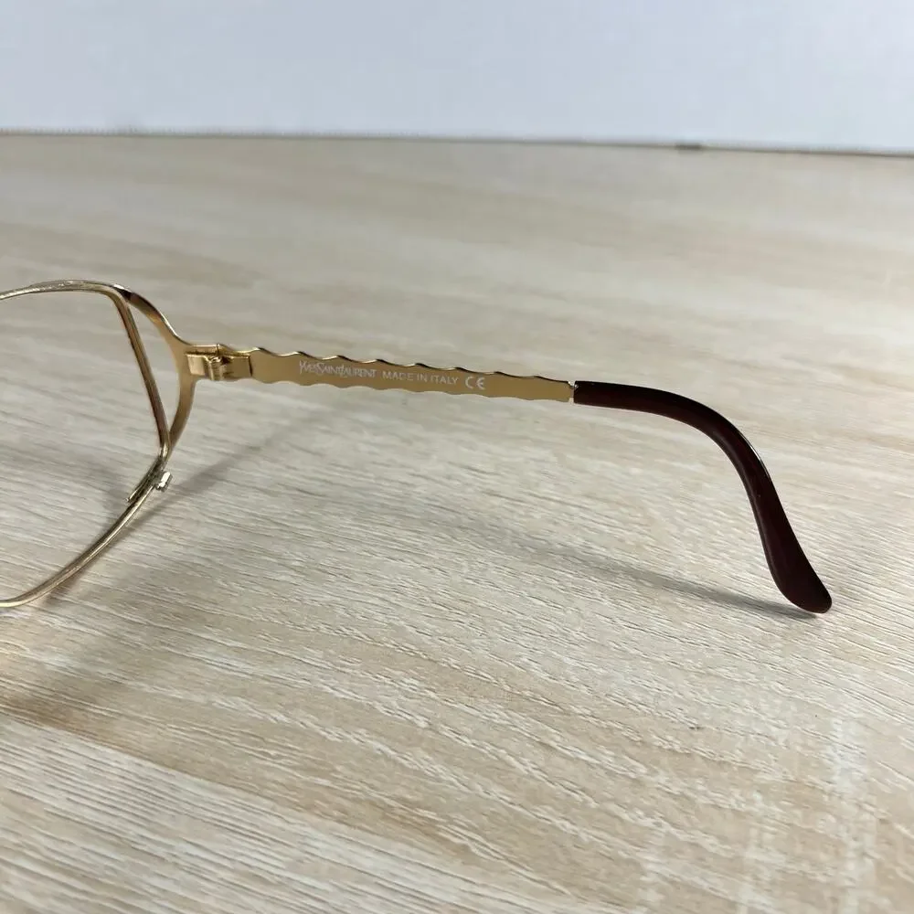 Vintage Yves Saint Laurent 6056 Y119 Sunglasses FRAMES ONLY Gold Brown Italy